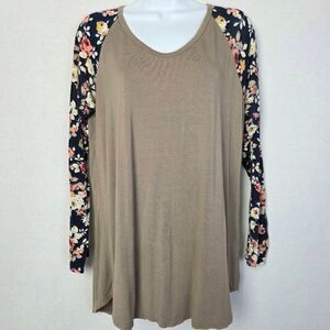Cool Melon Floral Raglan Sleeve Tunic Top L